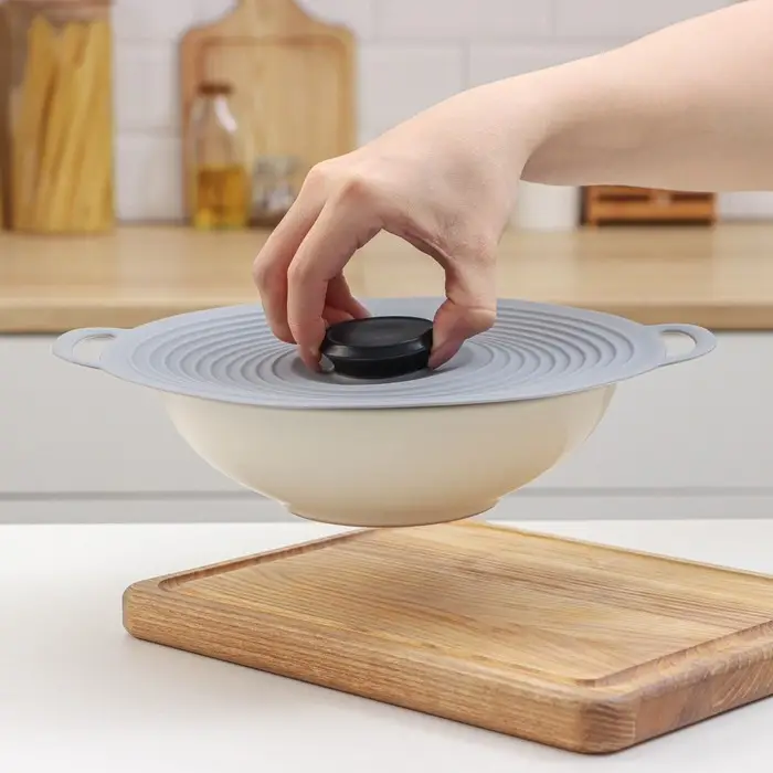 Крышка универсальная Доляна, силикон, d=22.5 см, серая