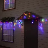 Гирлянда &laquo;Бахрома&raquo; 6&times;0.7 м, IP44, УМС, тёмная нить, 120 LED, свечение мульти, 220 В