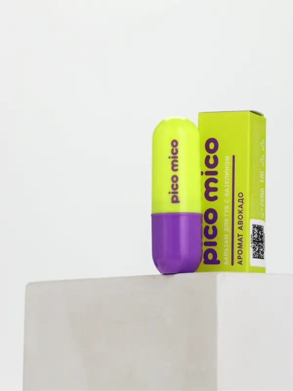 Бальзам для губ с вазелином, аромат: авокадо, 3.8 г, PICO MICO