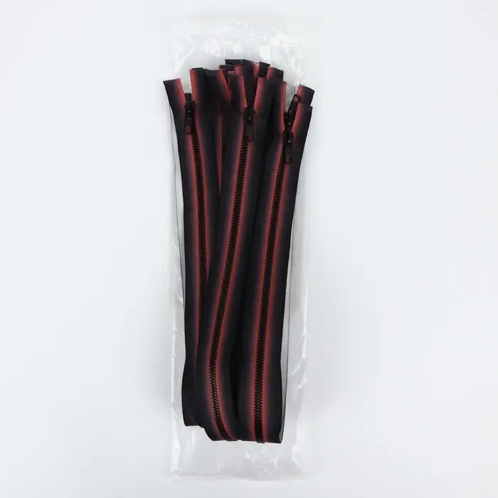 Молния «Трактор», №5, разъёмная, замок автомат, 60 см, красная, чёрная