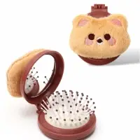 Расчёска складная, с зеркалом, массажная, d=6.5&times;4 см, коричневая