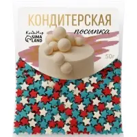 Посыпка кондитерская &laquo;Звездочки&raquo;: белые, красный, голубые, 50 г