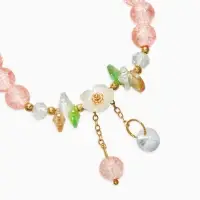 Браслет детский "Выбражулька" цветок, 2 подвеса, цвет розовоголубой в золоте
