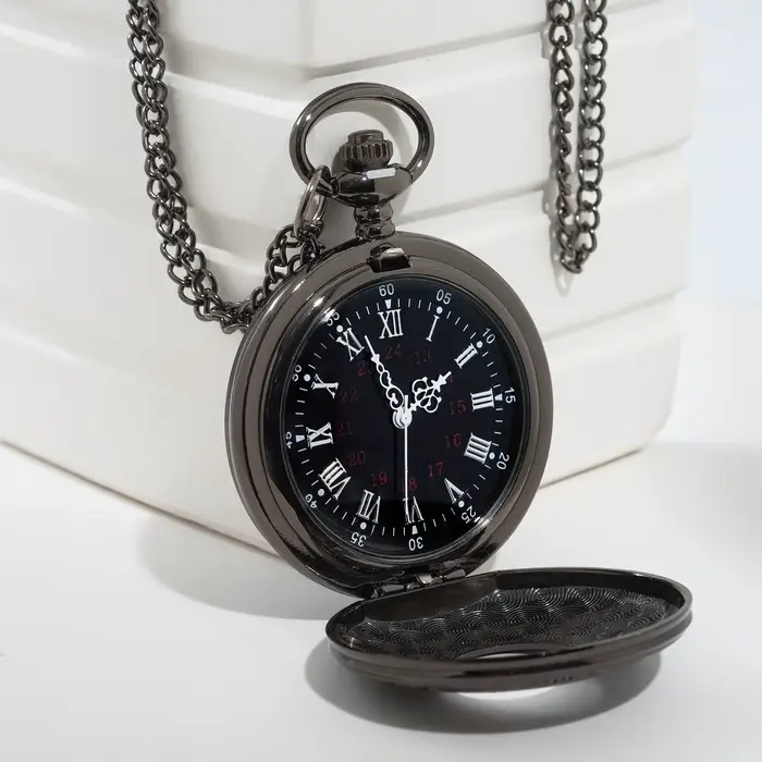 Часы карманные &laquo;Бонжур&raquo;, кварцевые, циферблат d=4 см, 5.5&times;4.5 см, цепочка 80 см