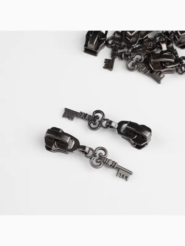 Бегунок для металлической молнии, №5, &laquo;Ключ&raquo;, 10 шт., цвет чёрный никель