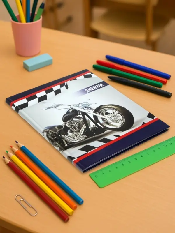 Дневник школьный для 1-11 классов, &laquo;Мотоцикл&raquo;, твёрдая обложка 7БЦ, глянцевая ламинация, 40 листов