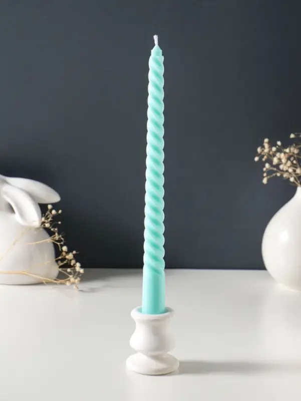 Набор свечей витых 25 см, 3 шт., 57 г, 5 ч, мятный