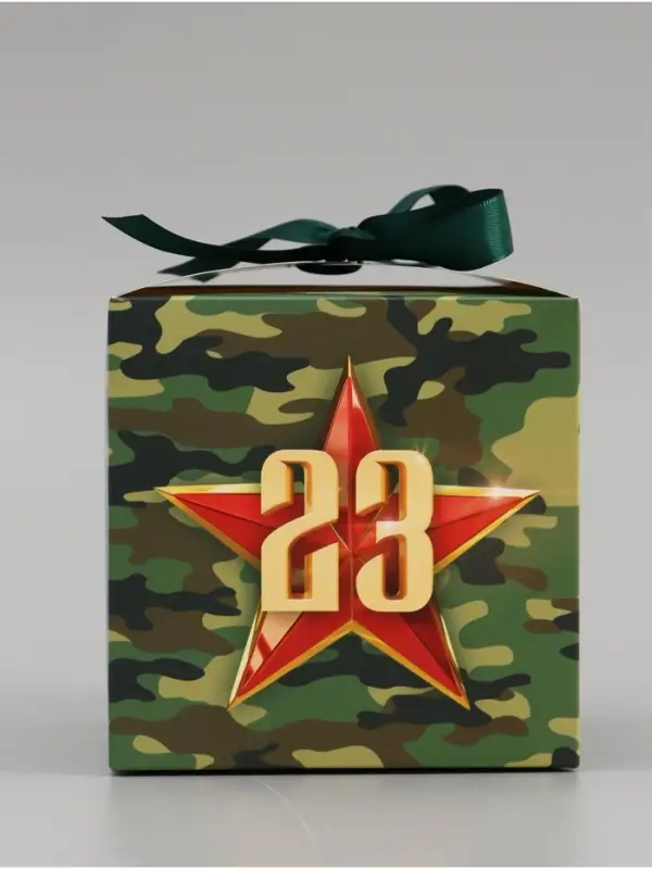 Коробка подарочная складная, упаковка, &laquo;С 23 февраля, камуфляж&raquo;, 12&times;12&times;12 см