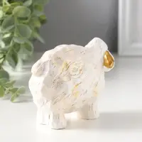 Сувенир полистоун "Барашек" белый с золотом 5,5х12х8 см