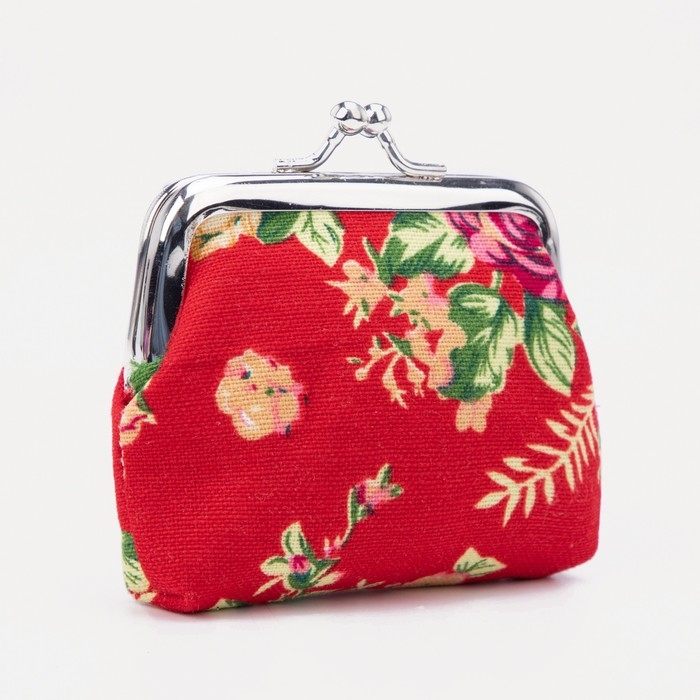 Кошелёк монетница на фермуаре, цвет красный