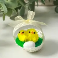 Фигурка пасхальная &laquo;Цыплята в корзинке с яичком&raquo;, набор 12 шт., 5&times;5&times;5 см