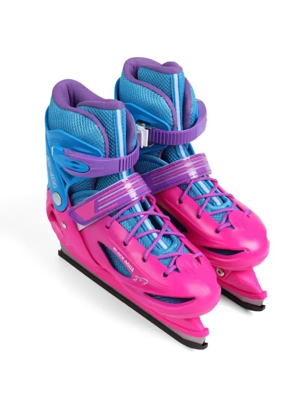 Коньки детские раздвижные BlackAqua, р. 30-33, для фитнеса, с роликовой платформой, мультиколор