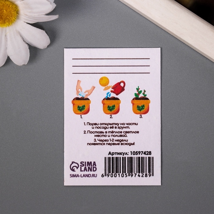 Набор открыток с семенами  Набор открыток с семенами "Вырасти сам" "Счастье" 5*7см 3 шт