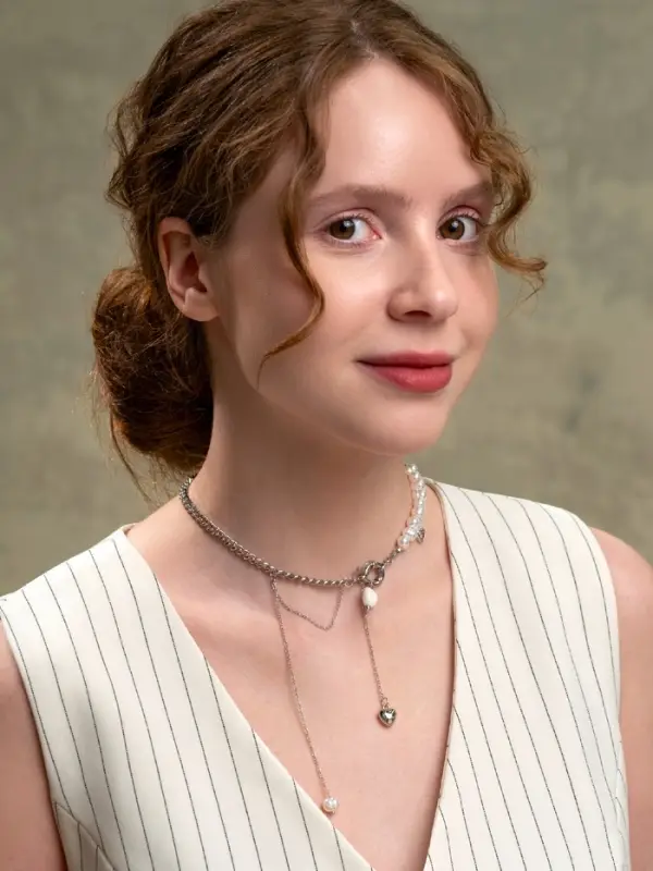 Колье с подвеской на цепочке &laquo;Сердце с жемчугом&raquo;, керамика, L=35 + удлинитель 5 см, белое в серебре