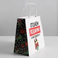 Пакет подарочный новогодний &laquo;Отдаём подарки&raquo;, 22&times;22&times;11 см