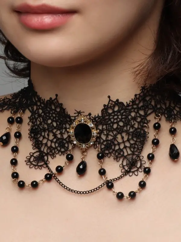 Чокер &laquo;Александрия&raquo;, ажурное переплетение, чёрно-белый в золоте, 30 см