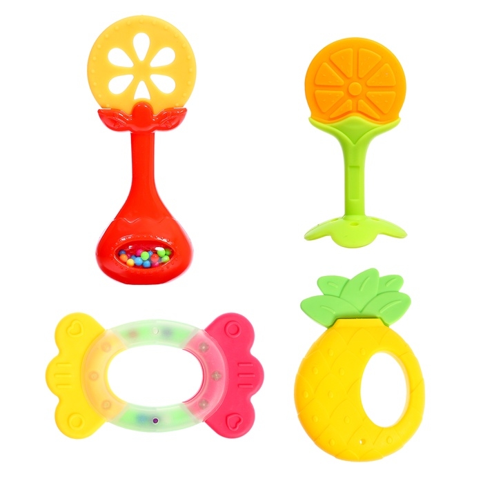 Набор погремушек с прорезывателем для зубов «Фруктики. Апельсин», 4 шт Набор погремушек с прорезывателем для зубов «Фруктики. Апельсин», 4 шт