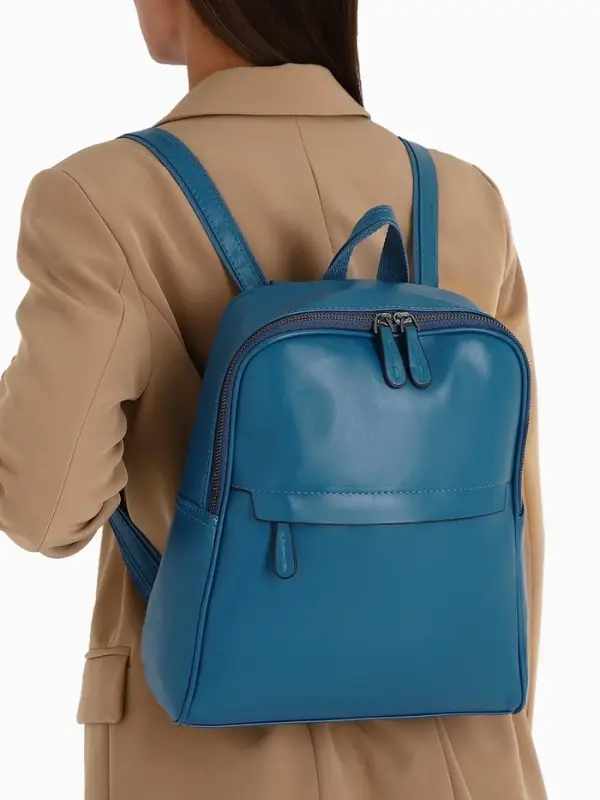 Рюкзак-сумка женский на молнии, с карманами, размер 27&times;9.5&times;32 см, синий