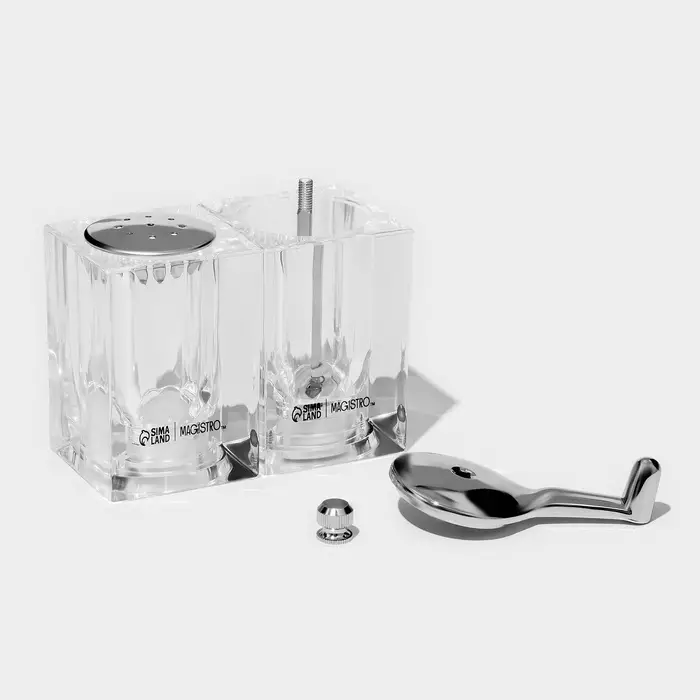 Набор для специй Magistro Glace, 2 предмета: мельница с ручкой, солонка, акрил, прозрачный