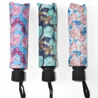 Зонт механический &laquo;Розы&raquo;, эпонж, 4 сложения, 8 спиц, R=48/55 см, d=96 см, МИКС