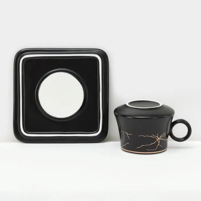 Набор кофейный &laquo;Мейси&raquo;, 12 предметов: 6 чашек 100 мл, 6 блюдец d=11 см, керамика, чёрный