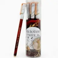 Ручка шариковая, синяя паста, 0.7 мм, пластик, софт-тач &laquo;Золотому учителю&raquo;