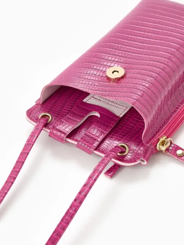 Сумка на магните, с длинным ремнём, однотонная, 10&times;2.5&times;20 см, малиновая