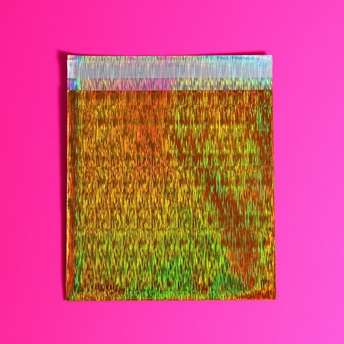 Пакет подарочный голографический с липкой лентой, Пакет подарочный голографический с липкой лентой, "Звездное небо", 10x10+2 см набор 50шт