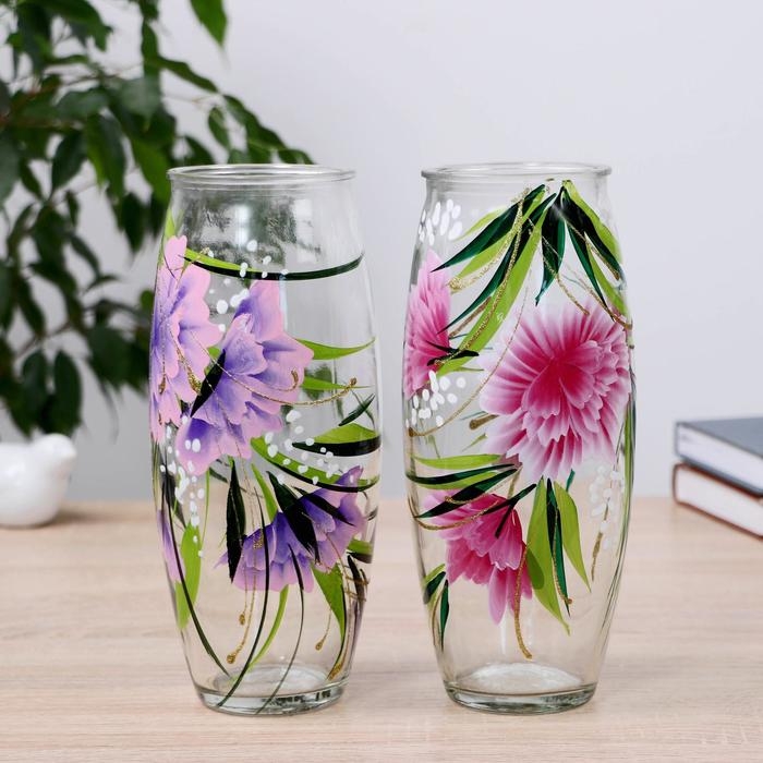 Ваза Ваза "Симфония" роспись на проз.стекле, d-7см 10х23 см МИКС