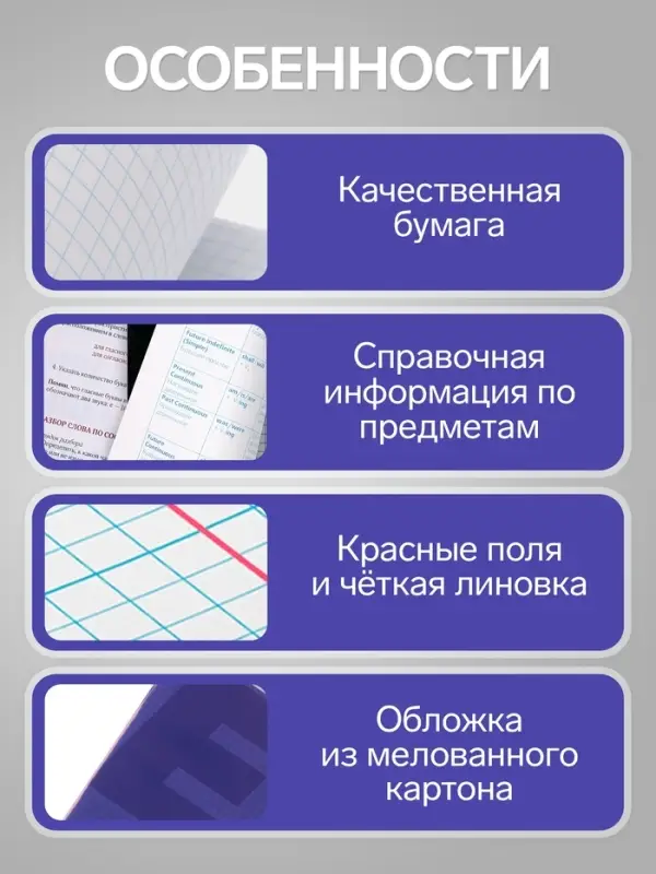 Предметная тетрадь по английскому языку Calligrata. MonoTone, 36 листов, в клетку, со справочным материалом, обложка из мелованной бумаги