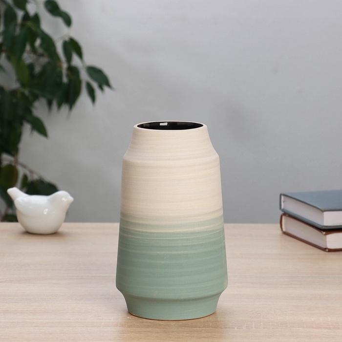 Ваза керамика настольная Ваза керамика настольная "Каспар" 18х11 см, бело-зелёный