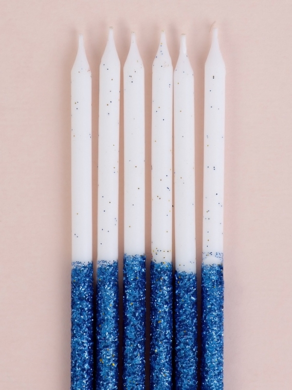Свечи для торта Свечи для торта "Блестящее сияние", 6 шт, белые с голубым