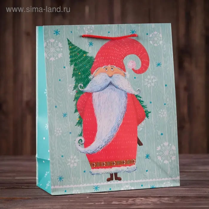 Пакет подарочный «Дед Мороз и Елка», 33 х 42,5 х 10 см