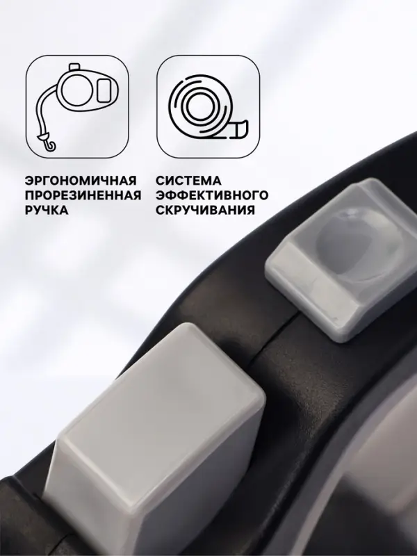 Рулетка &laquo;Пижон&raquo;, 8 м, до 40 кг, трос, светоотражающая, прорезиненная ручка, серая