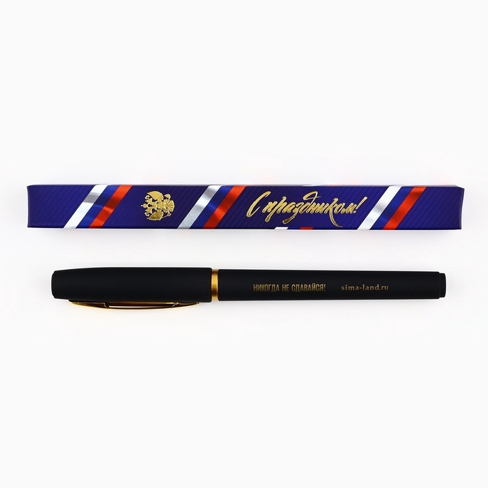 Ручка шариковая в коробке, пластик  Ручка шариковая в коробке, пластик "С праздником, Никогда не сдавайся"