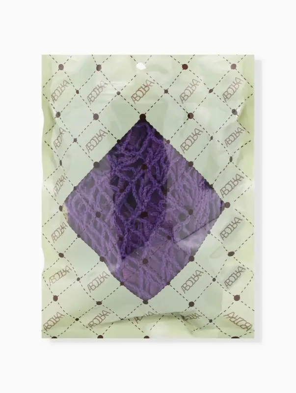 Сумка - авоська плетёная, ручка 17 см, клетка 1.5 см, фиолетовая