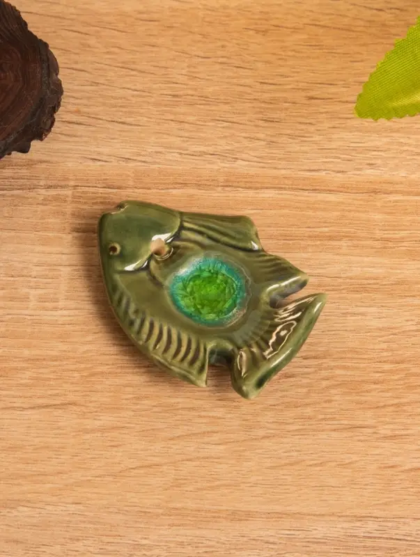 Подставка под благовония  Подставка под благовония "Экзотическая рыбка" керамика, цв. зелёный, 6х5х1 см