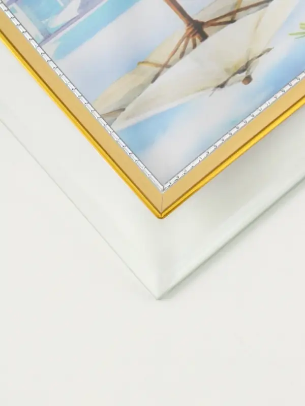 Фоторамка стекло 10х15 см "Золотой кант" горизонтальная 20х14,5 см