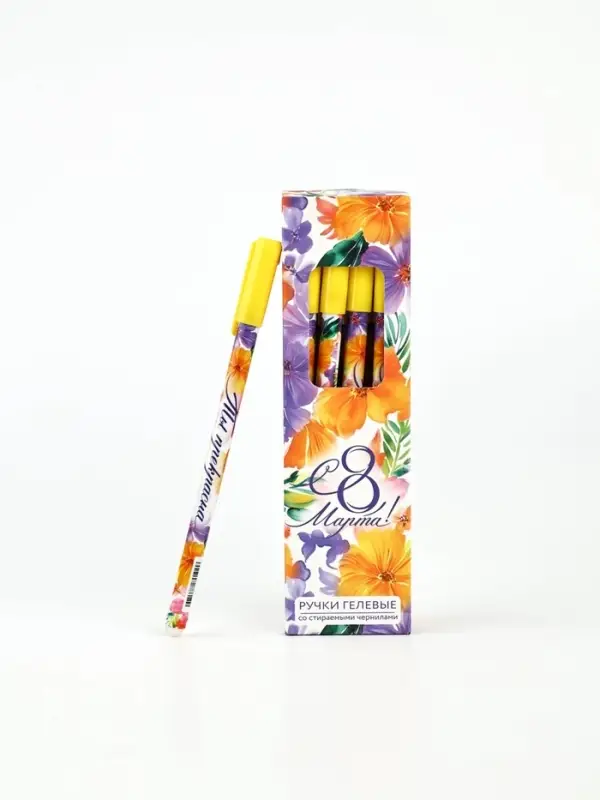 Ручка пластик пиши-стирай с колпачком Ручка пластик пиши-стирай с колпачком "С 8 Марта!", синяя паста, гелевая 0,5 мм