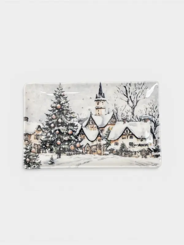 Блюдо сервировочное Доляна &laquo;Новогодняя ночь&raquo;, 25&times;16 см, фарфор, серое