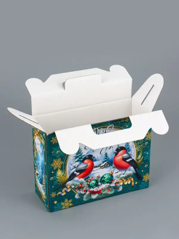 Коробка подарочная складная Коробка подарочная складная "Снегири" 23 х 8,5 х 23 см