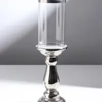 Подсвечник на 1 свечу &laquo;Магистр&raquo;, керамика, стекло, d=8 см, серебро, 9.5&times;9.5&times;32 см