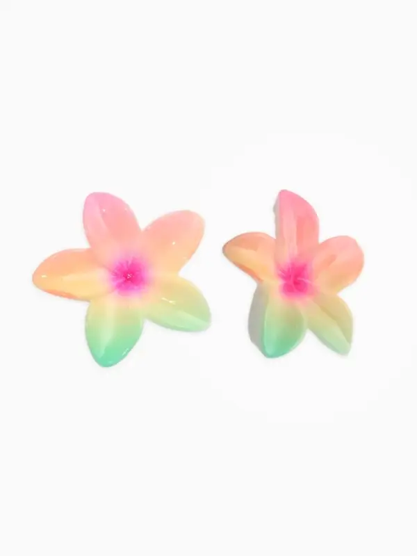 Серьги пластик &laquo;Цветок Лилии&raquo;, голубой, розовый