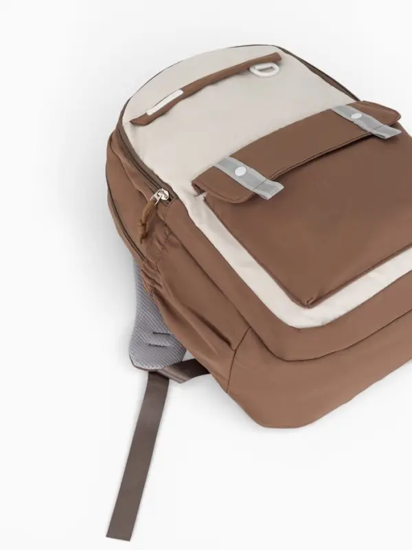 Рюкзак 31*14*44 см, 2 отд. 3 н/карм+пенал, Комби корич/бел