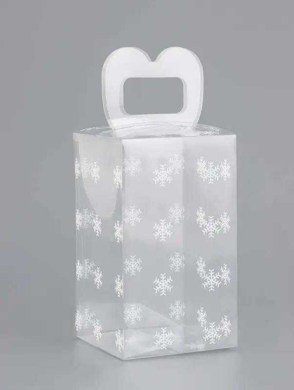 Коробка подарочная новогодняя складная ПВХ &laquo;Снежинки&raquo; 12&times;7&times;7 см
