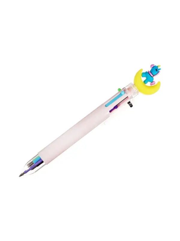 Ручка шариковая автоматическая 6-ти цветная Единорог на луне