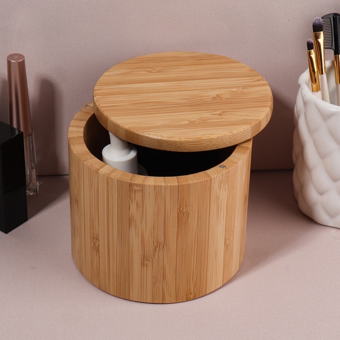 Органайзер для хранения «BAMBOO», с крышкой, раздвижной, d = 12 × 10,5 см, цвет коричневый Органайзер для хранения «BAMBOO», с крышкой, раздвижной, d = 12 × 10,5 см, цвет коричневый
