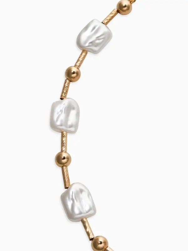 Бусы &laquo;Жемчуг. Майорика прямоугольник&raquo;, L=55 см, белые в золоте