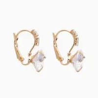 Серьги со стразами &laquo;Циркония&raquo; мини, круг, белые в золоте