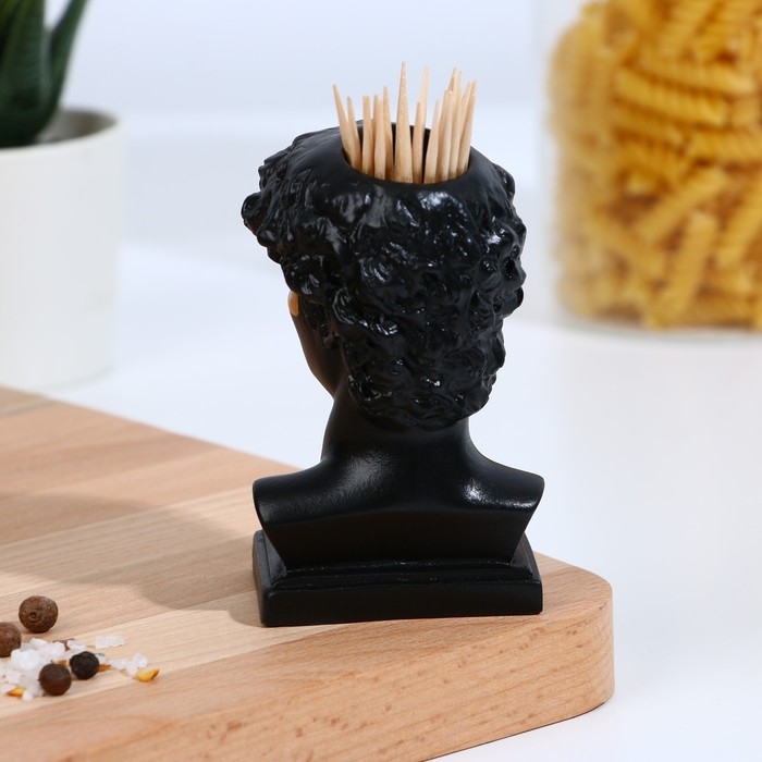 Подставка для зубочисток «Давид», черная с золотым, 5х5х9 см Подставка для зубочисток «Давид», черная с золотым, 5х5х9 см